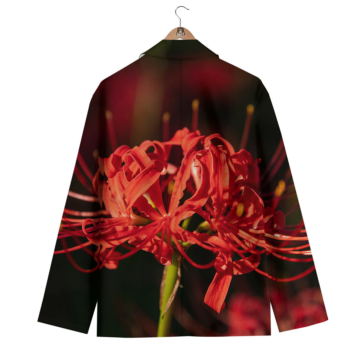 Amaryllis Red Japanese Print Men's Blazer-grizzshop