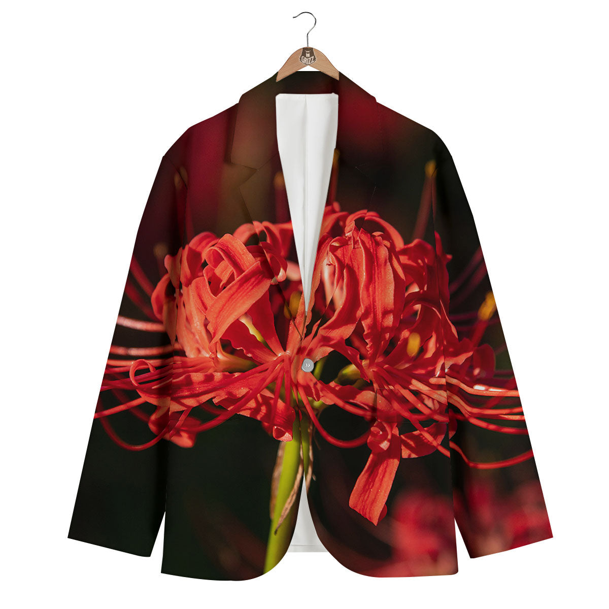 Amaryllis Red Japanese Print Men's Blazer-grizzshop