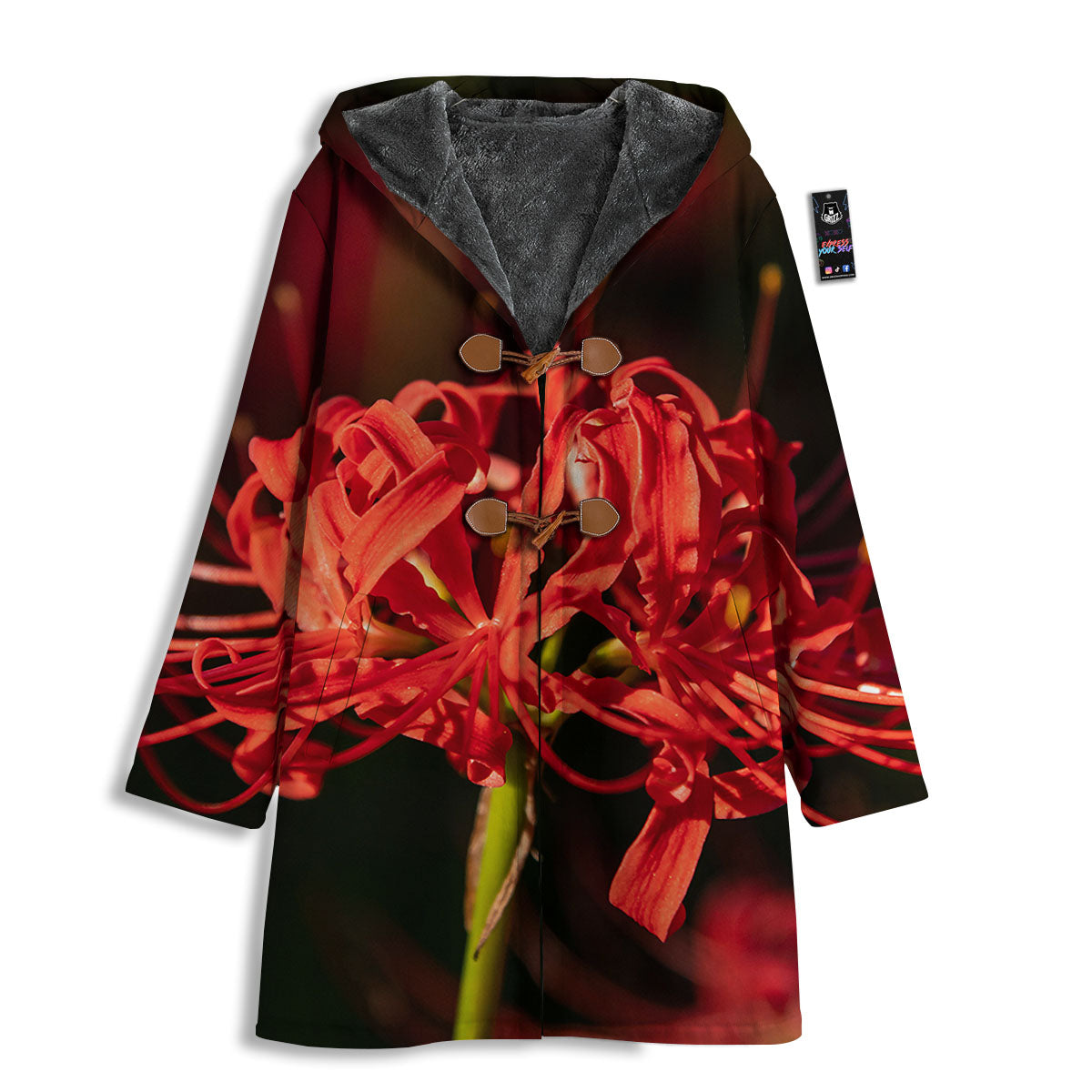 Amaryllis Red Japanese Print Men's Windbreaker Jacket-grizzshop