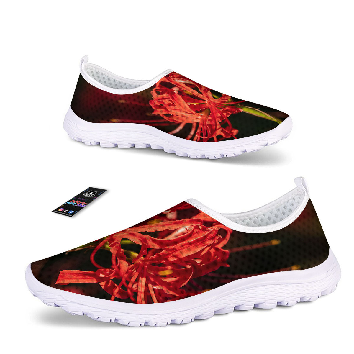 Amaryllis Red Japanese Print Nurse Shoes-grizzshop