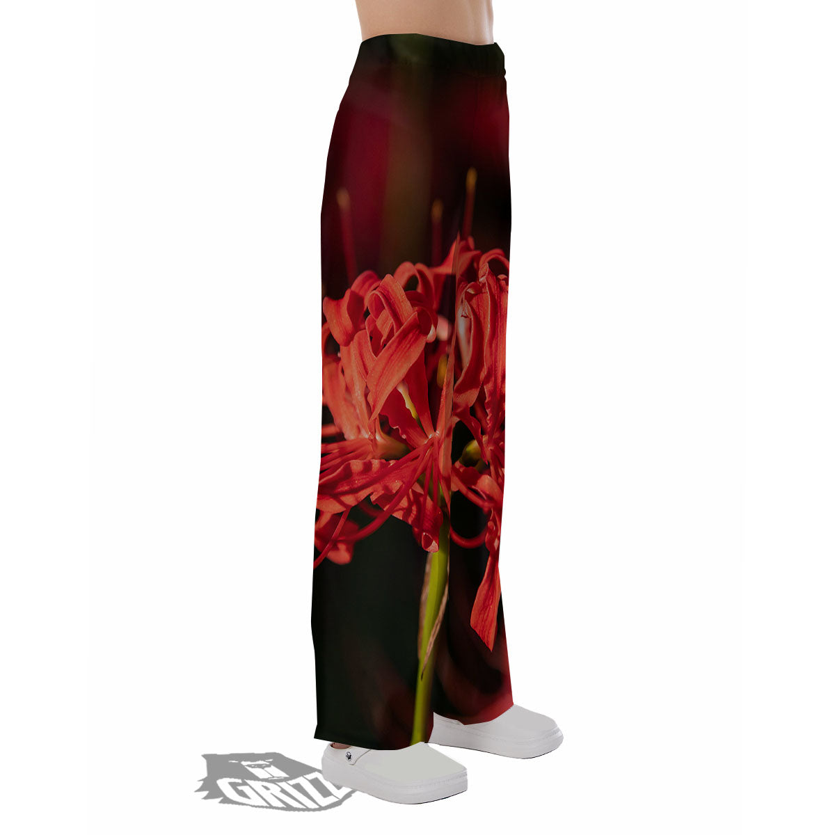 Amaryllis Red Japanese Print Pajama Pants-grizzshop