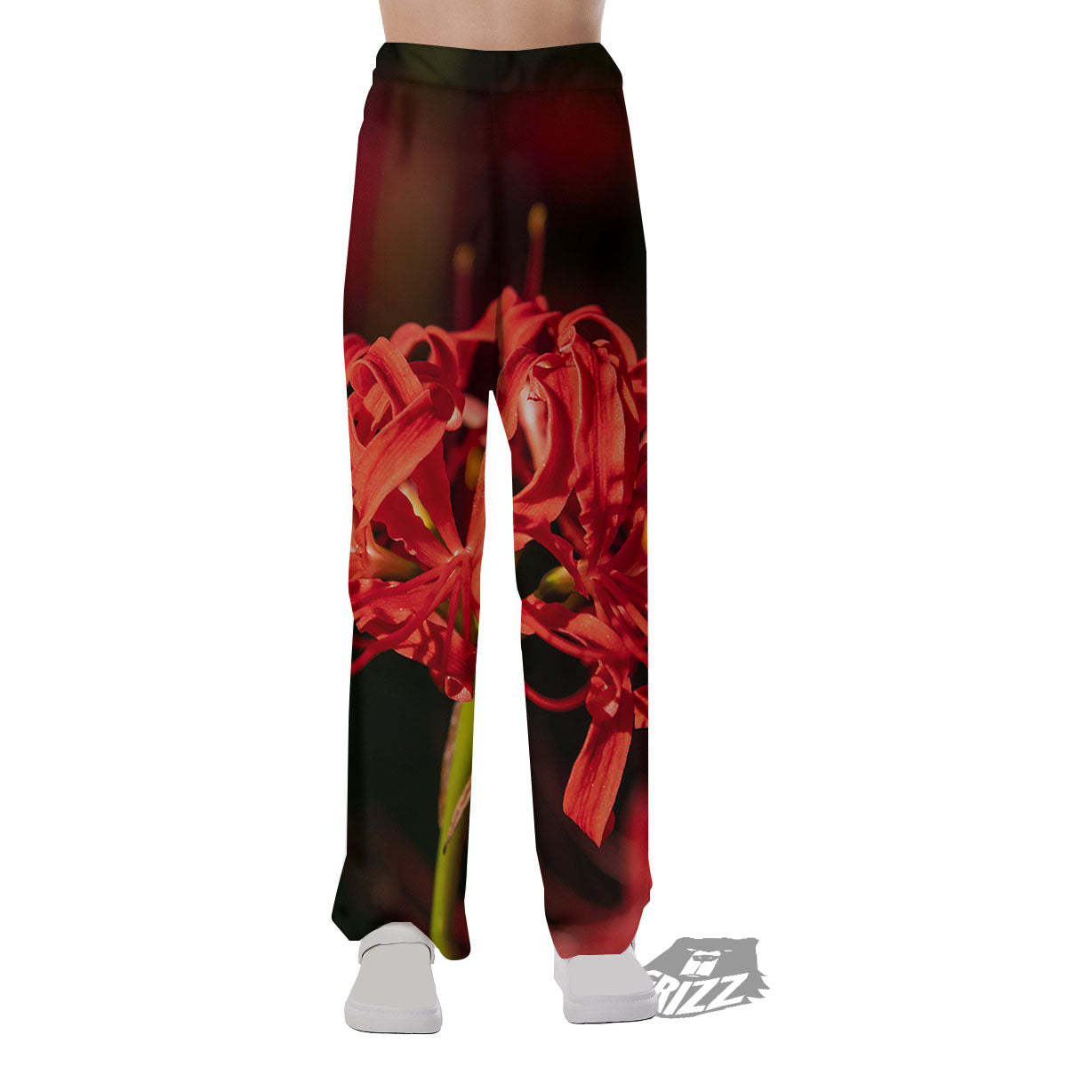Amaryllis Red Japanese Print Pajama Pants-grizzshop