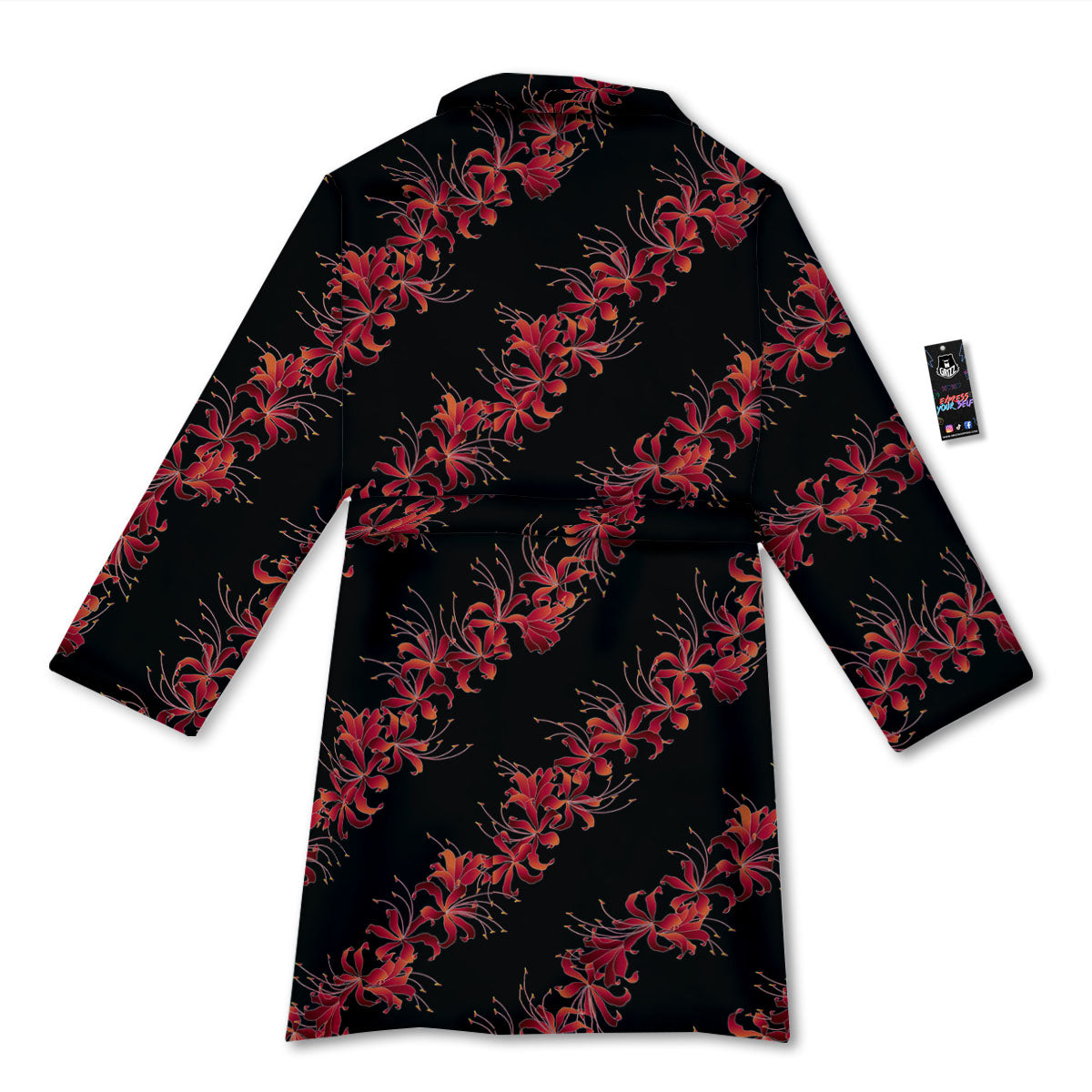 Amaryllis Red Japanese Print Pattern Bathrobe-grizzshop