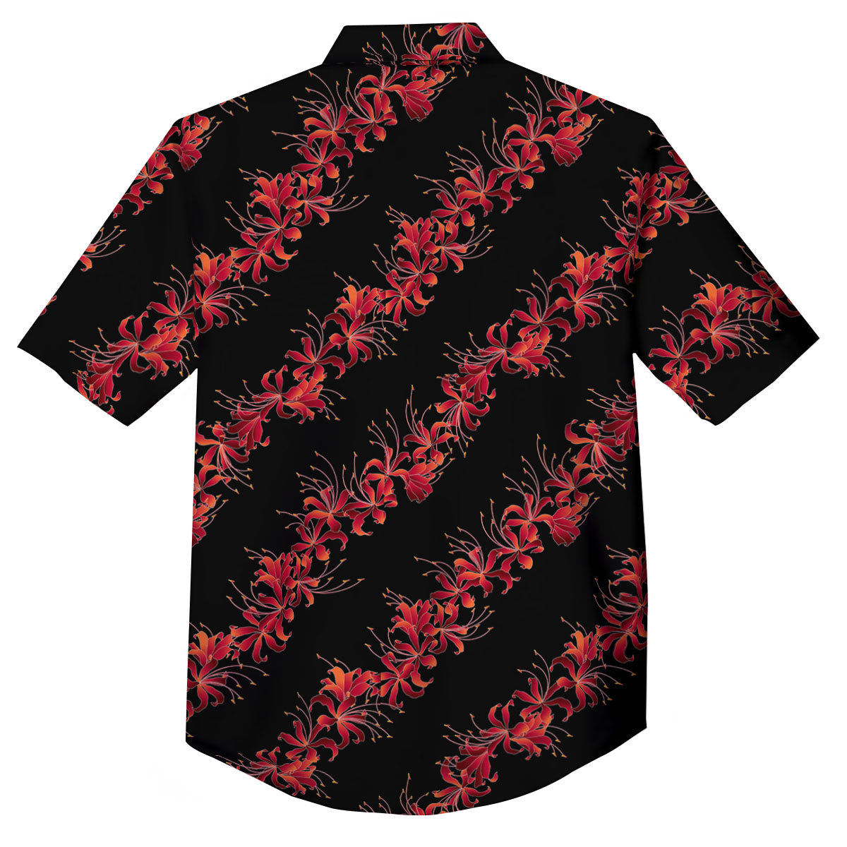 Amaryllis Red Japanese Print Pattern Button Up Shirt-grizzshop