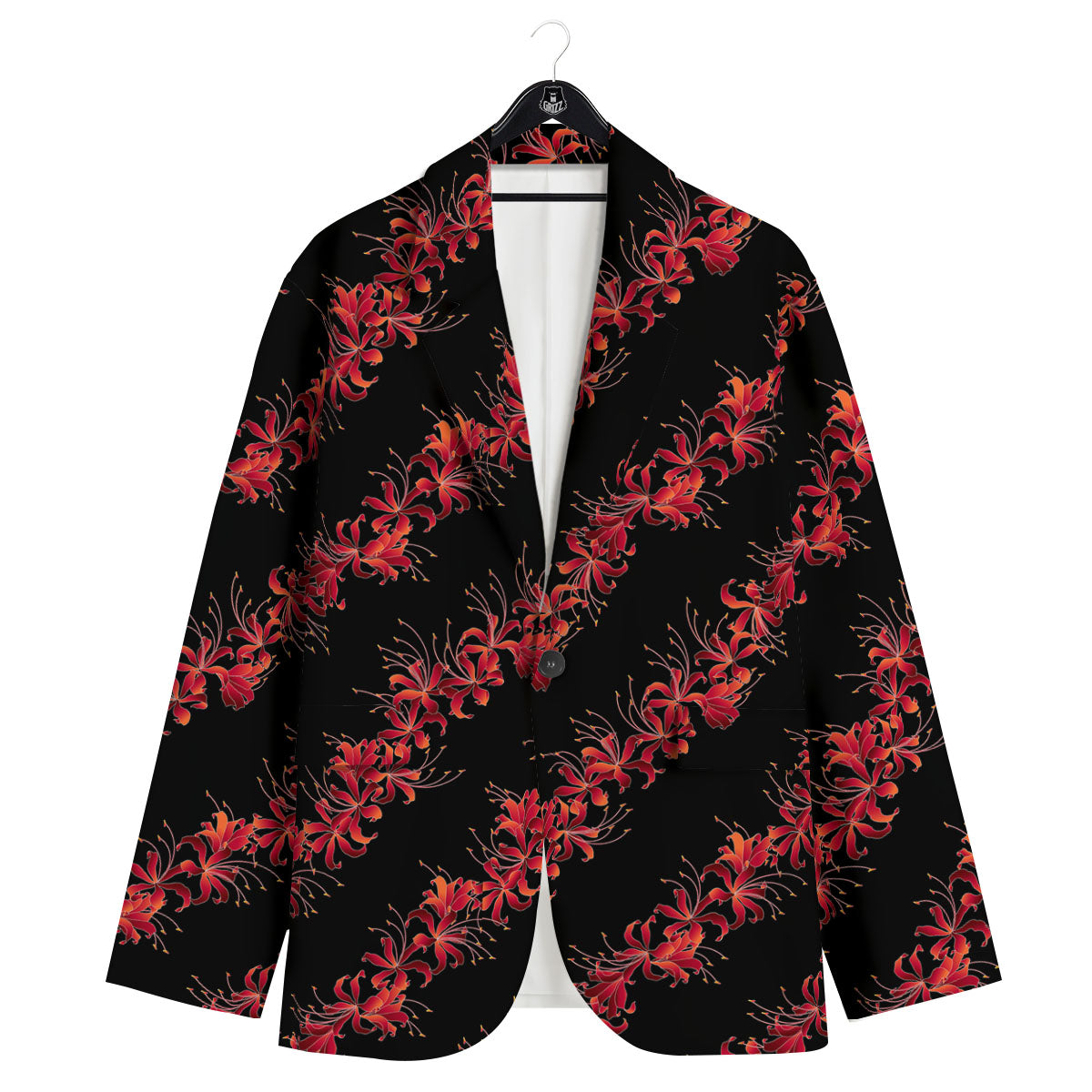 Amaryllis Red Japanese Print Pattern Men's Sport Coat-grizzshop
