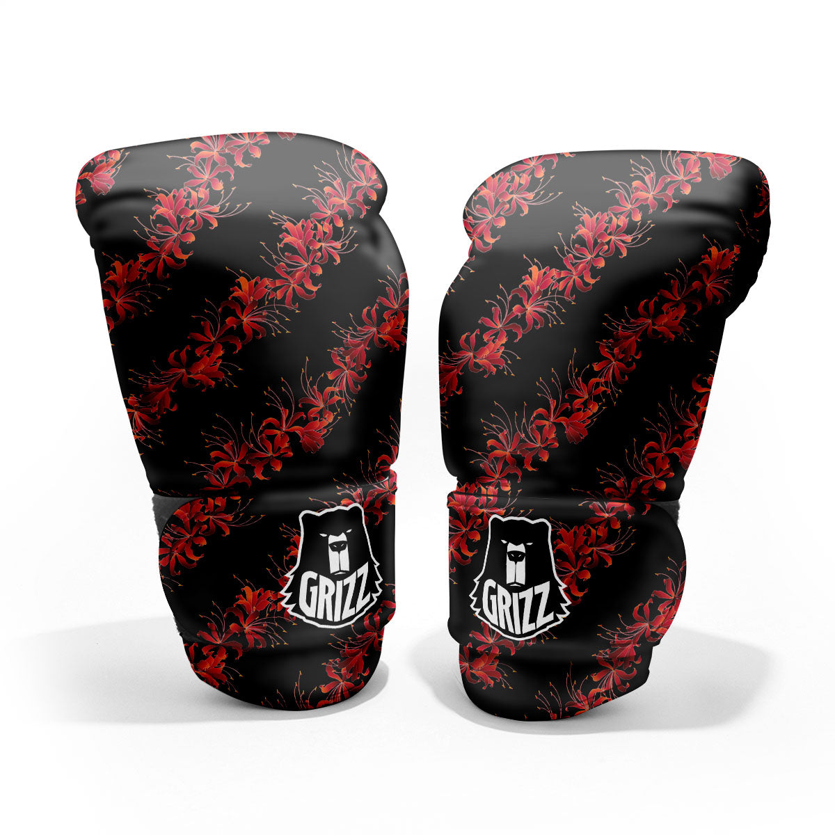 Amaryllis Red Japanese Print Pattern Pro Boxing Glove