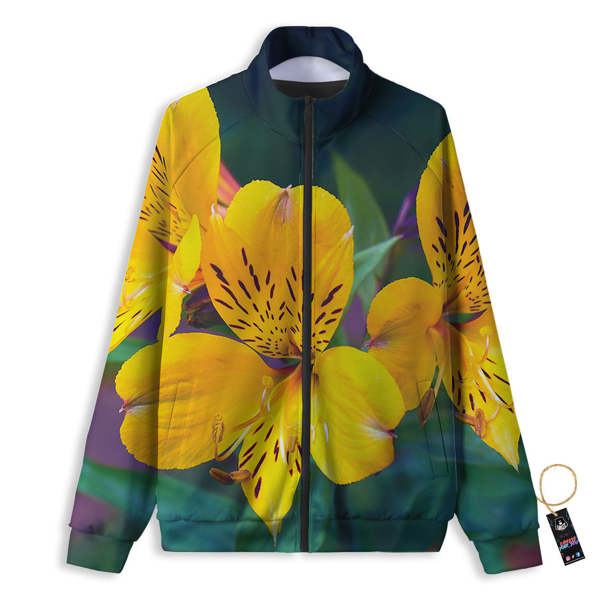 Amaryllis Red Japanese Print Pattern Track Jacket-grizzshop