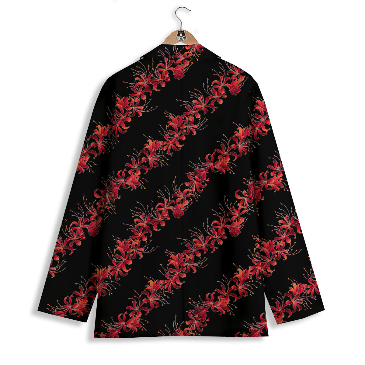 Amaryllis Red Japanese Print Pattern Women's Blazer-grizzshop
