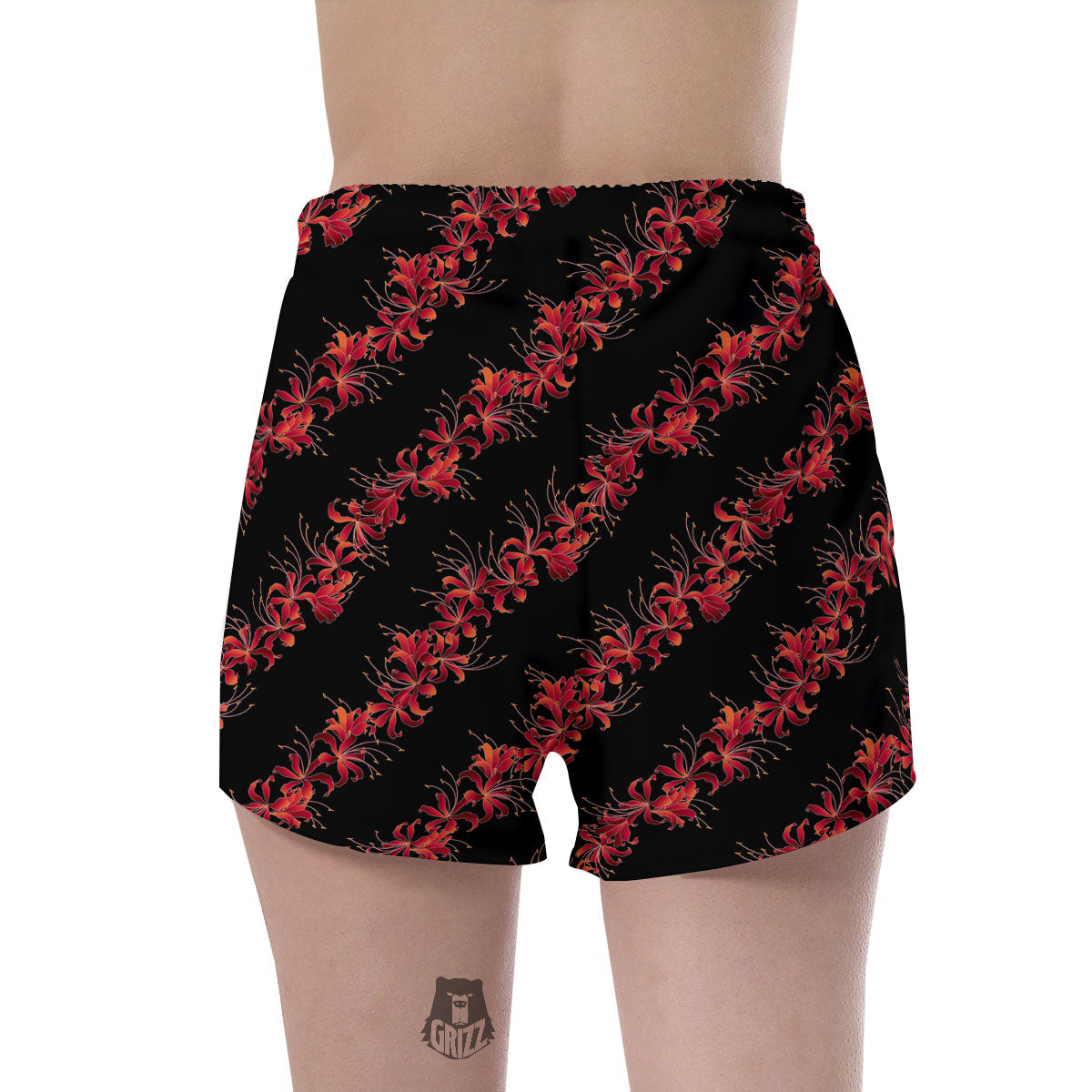 Amaryllis Red Japanese Print Pattern Women's Shorts-grizzshop