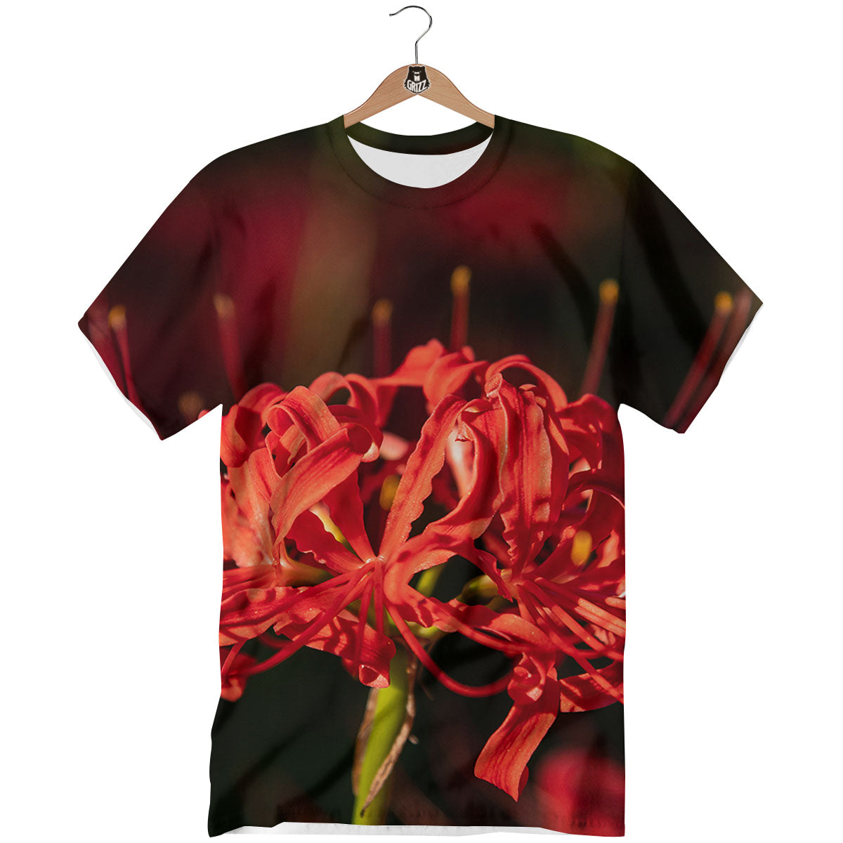 Amaryllis Red Japanese Print T-Shirt-grizzshop
