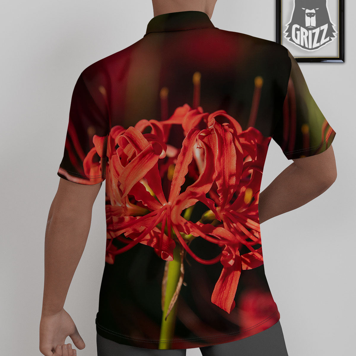 Amaryllis Red Japanese Print Untucked Shirts-grizzshop