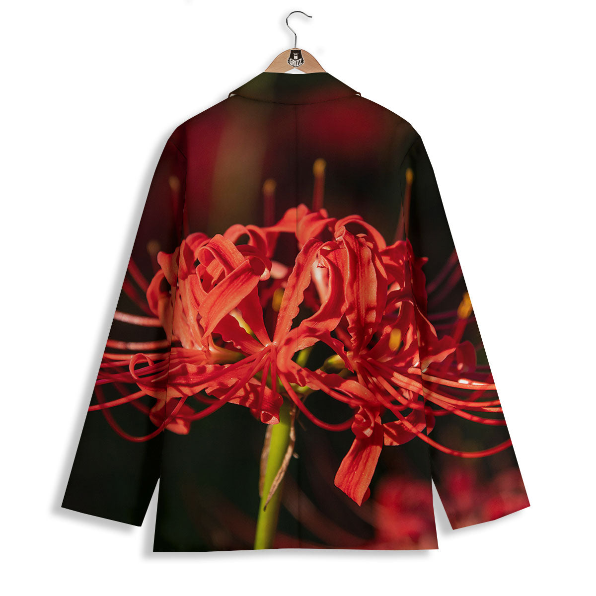 Amaryllis Red Japanese Print Women's Blazer-grizzshop