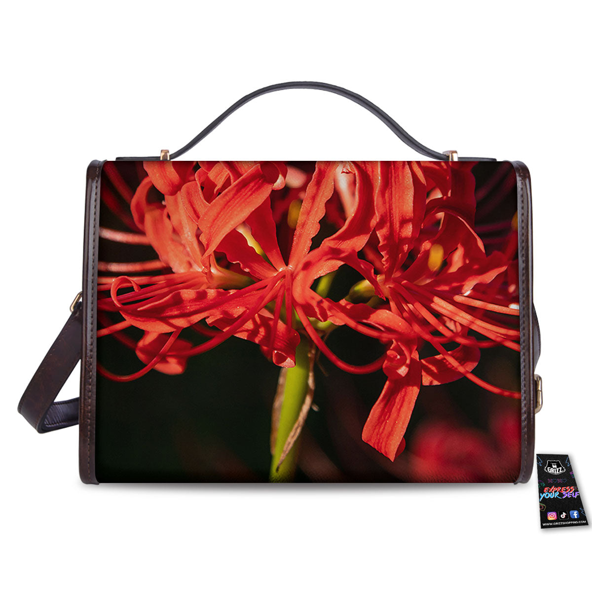 Amaryllis Red Japanese Print Women's Satchel Bag-grizzshop