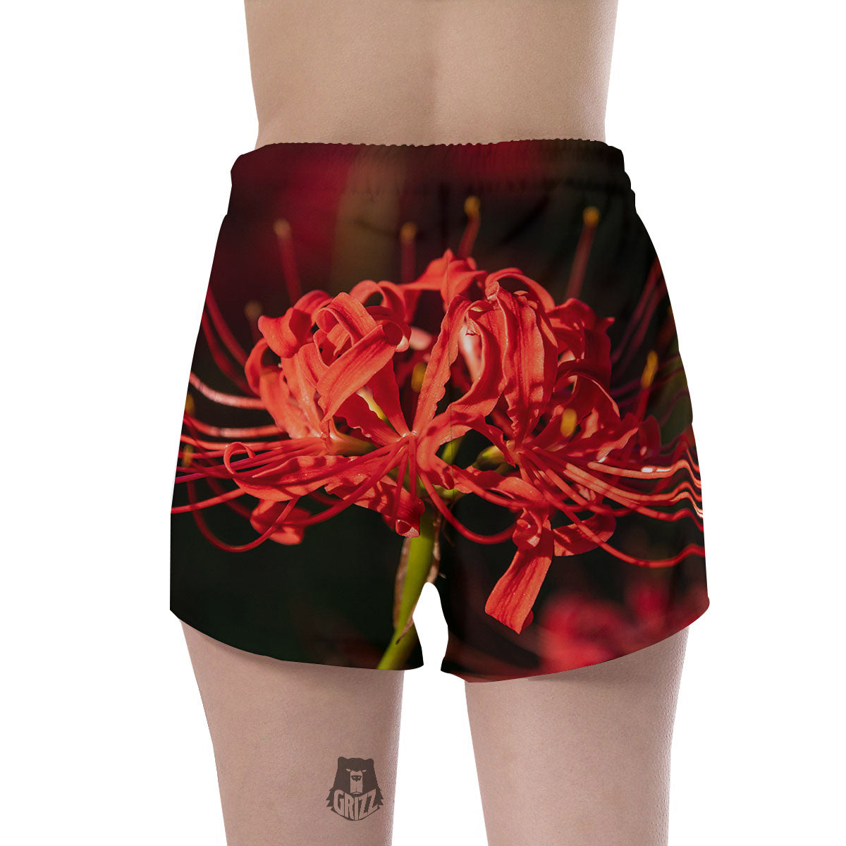 Amaryllis Red Japanese Print Women's Shorts-grizzshop