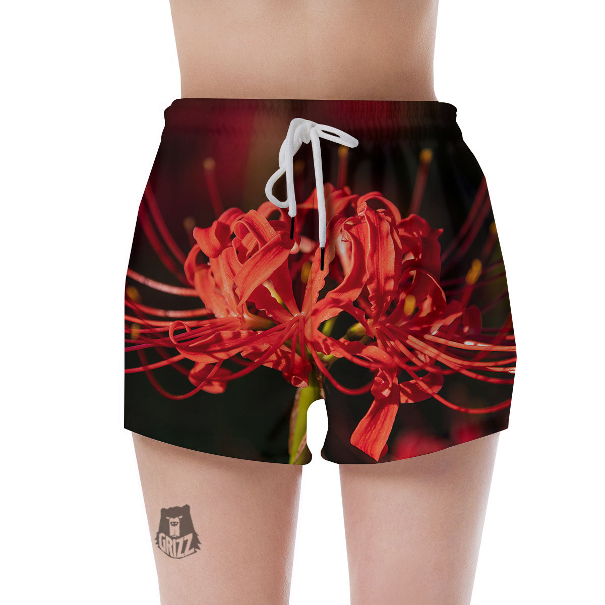 Amaryllis Red Japanese Print Women's Shorts-grizzshop