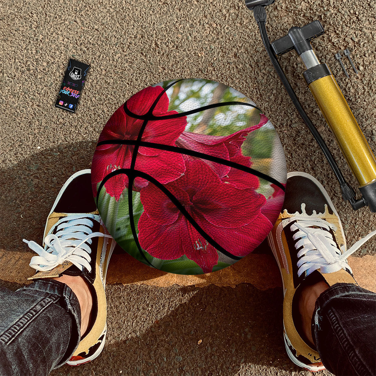 Amaryllis Red Print Basketball-grizzshop