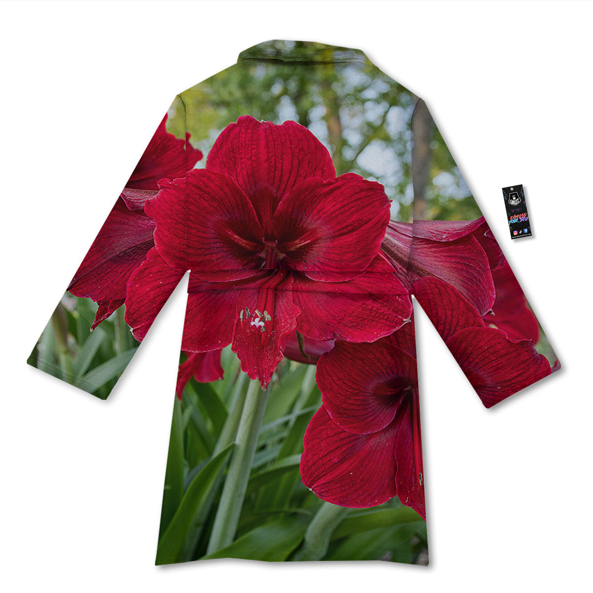 Amaryllis Red Print Bathrobe-grizzshop