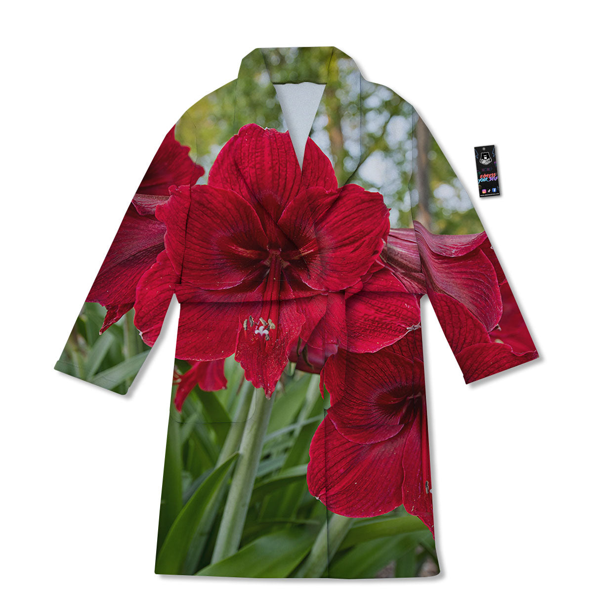 Amaryllis Red Print Bathrobe-grizzshop