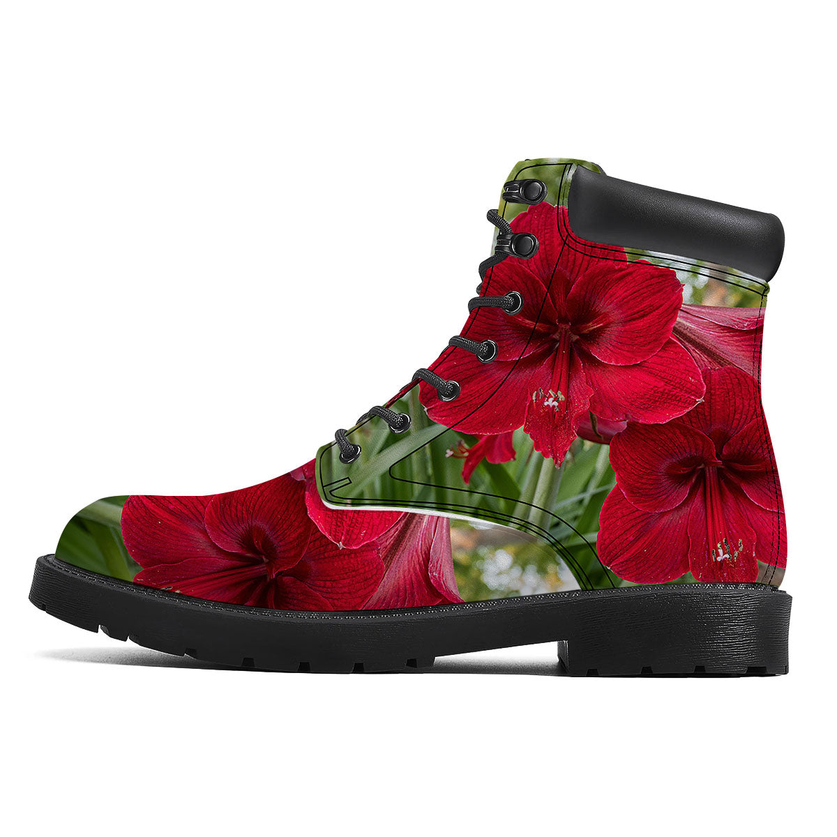 Amaryllis Red Print Boots-grizzshop