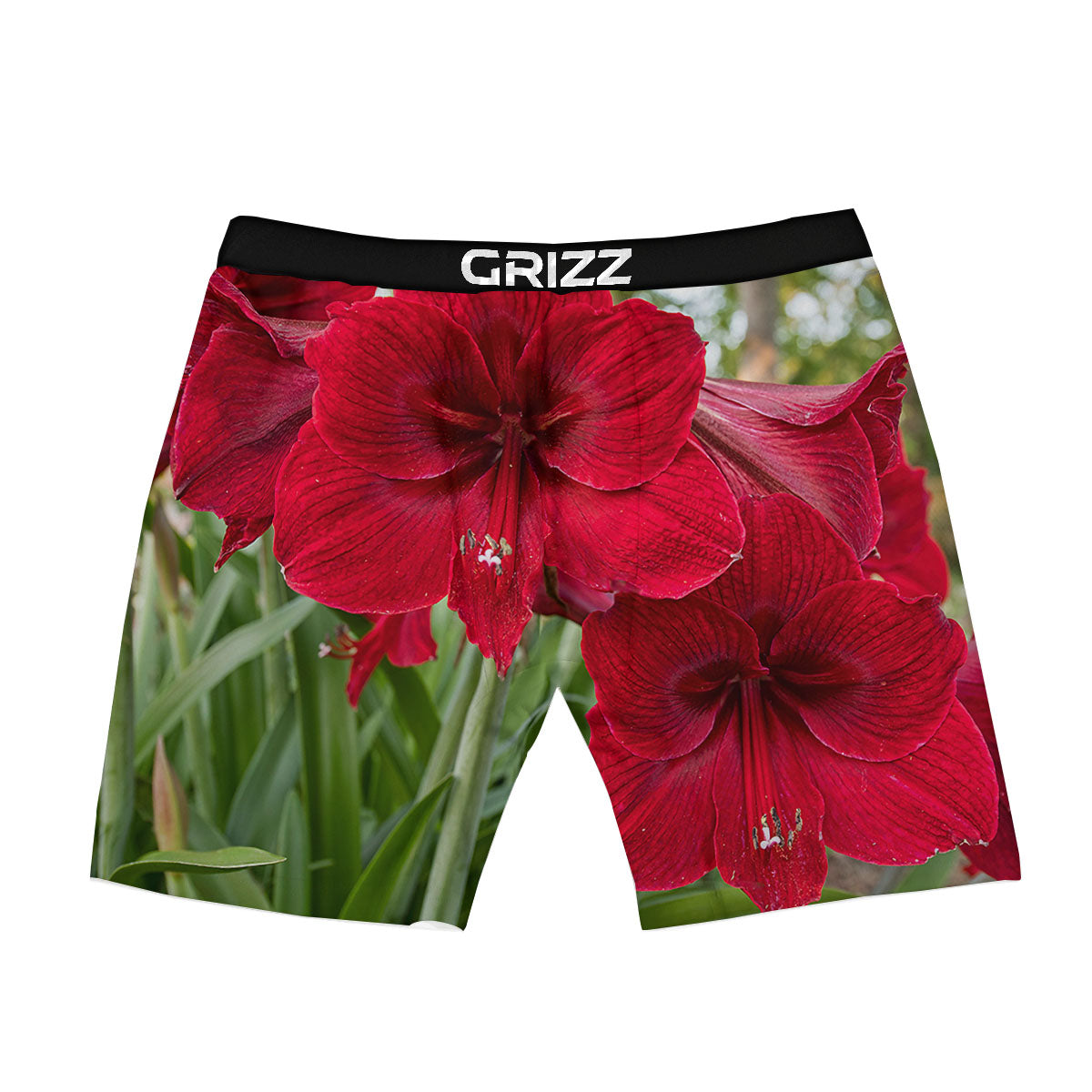 Amaryllis Red Print Boxer Briefs-grizzshop