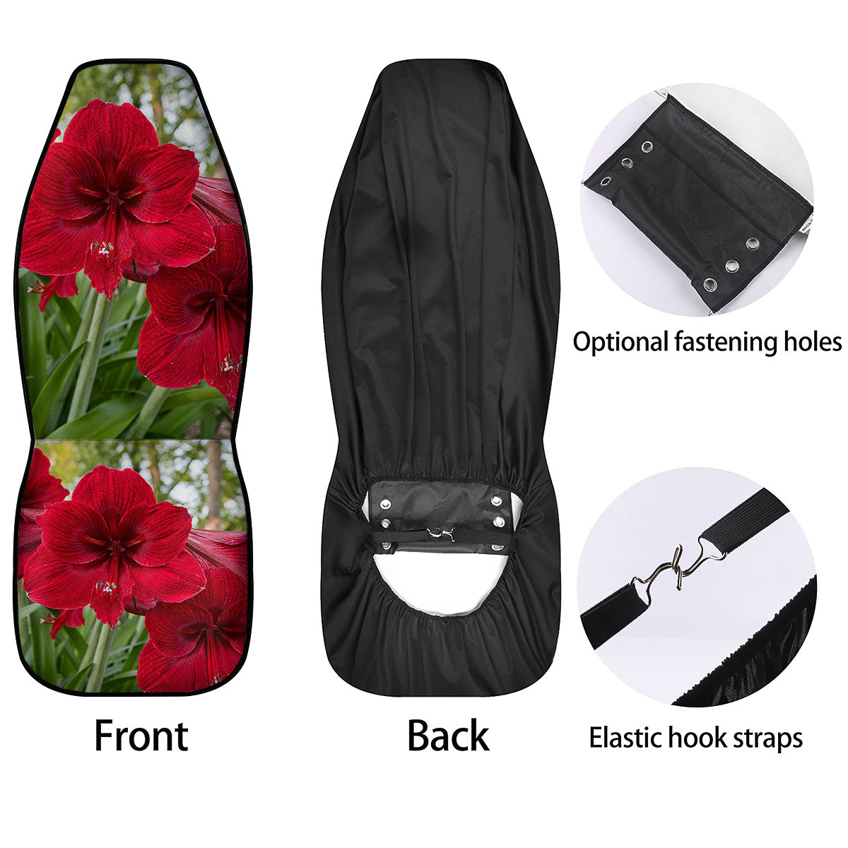 Amaryllis Red Print Car Seat Covers-grizzshop