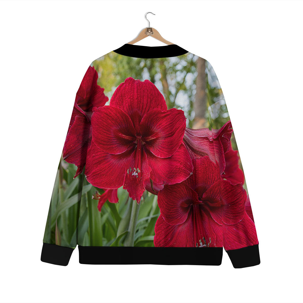 Amaryllis Red Print Cardigan-grizzshop