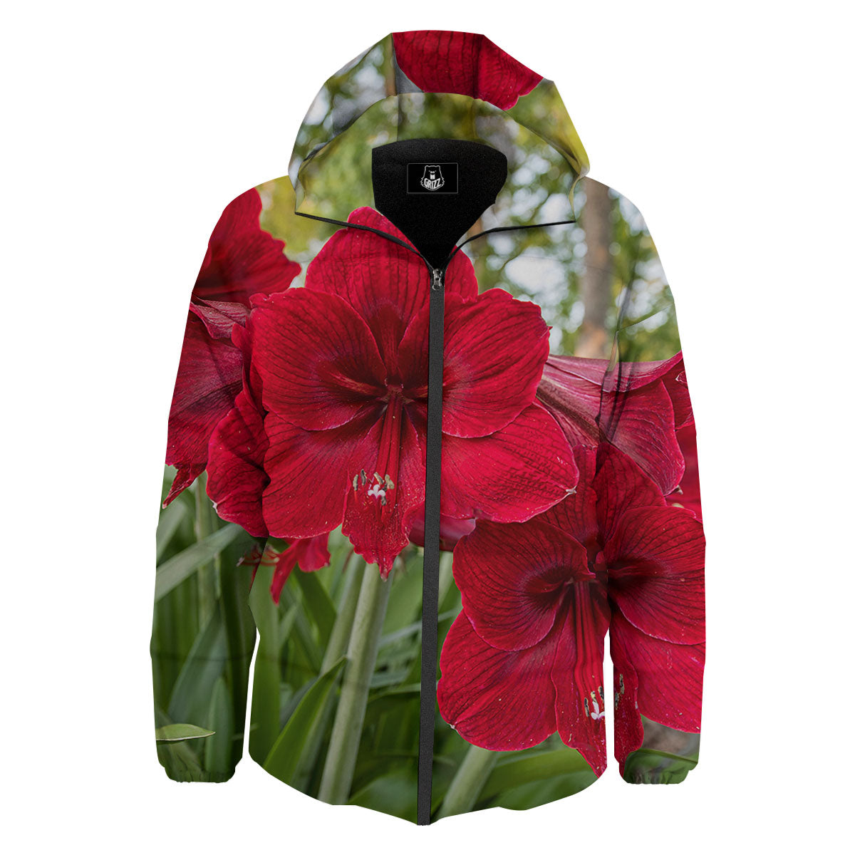 Amaryllis Red Print Down Jacket-grizzshop
