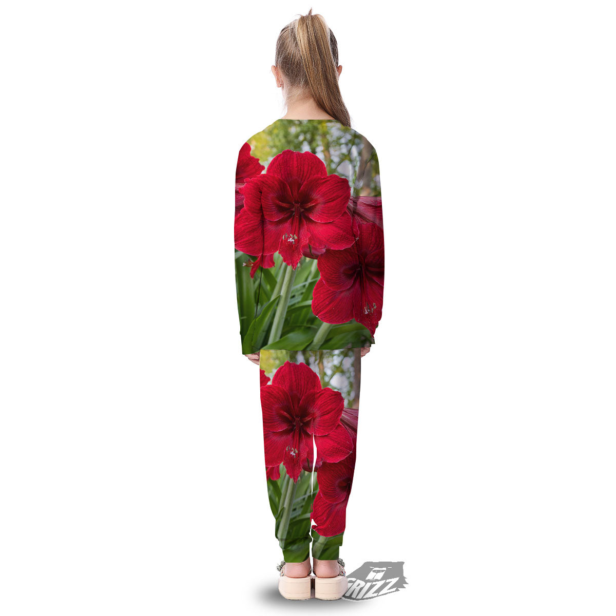 Amaryllis Red Print Kid's Pajamas-grizzshop