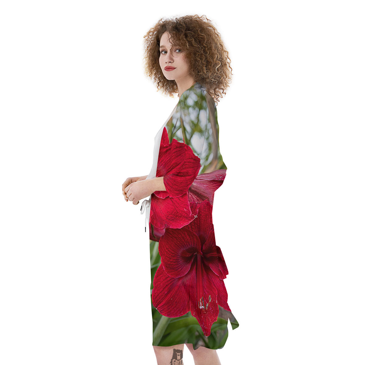 Amaryllis Red Print Kimono-grizzshop