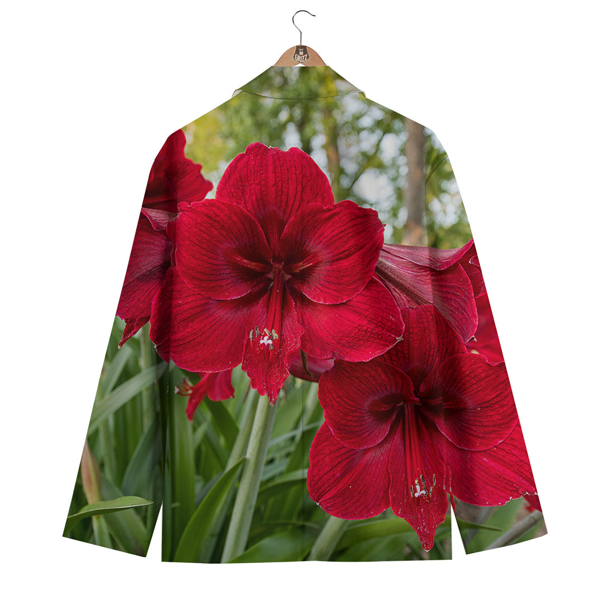 Amaryllis Red Print Men's Blazer-grizzshop
