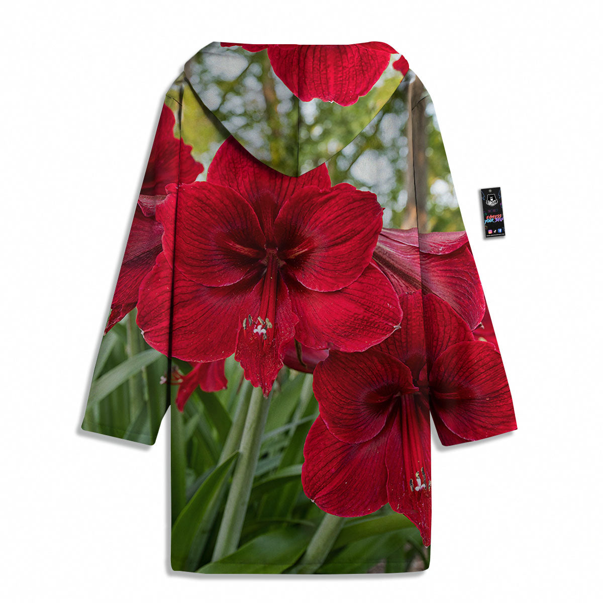 Amaryllis Red Print Men's Windbreaker Jacket-grizzshop