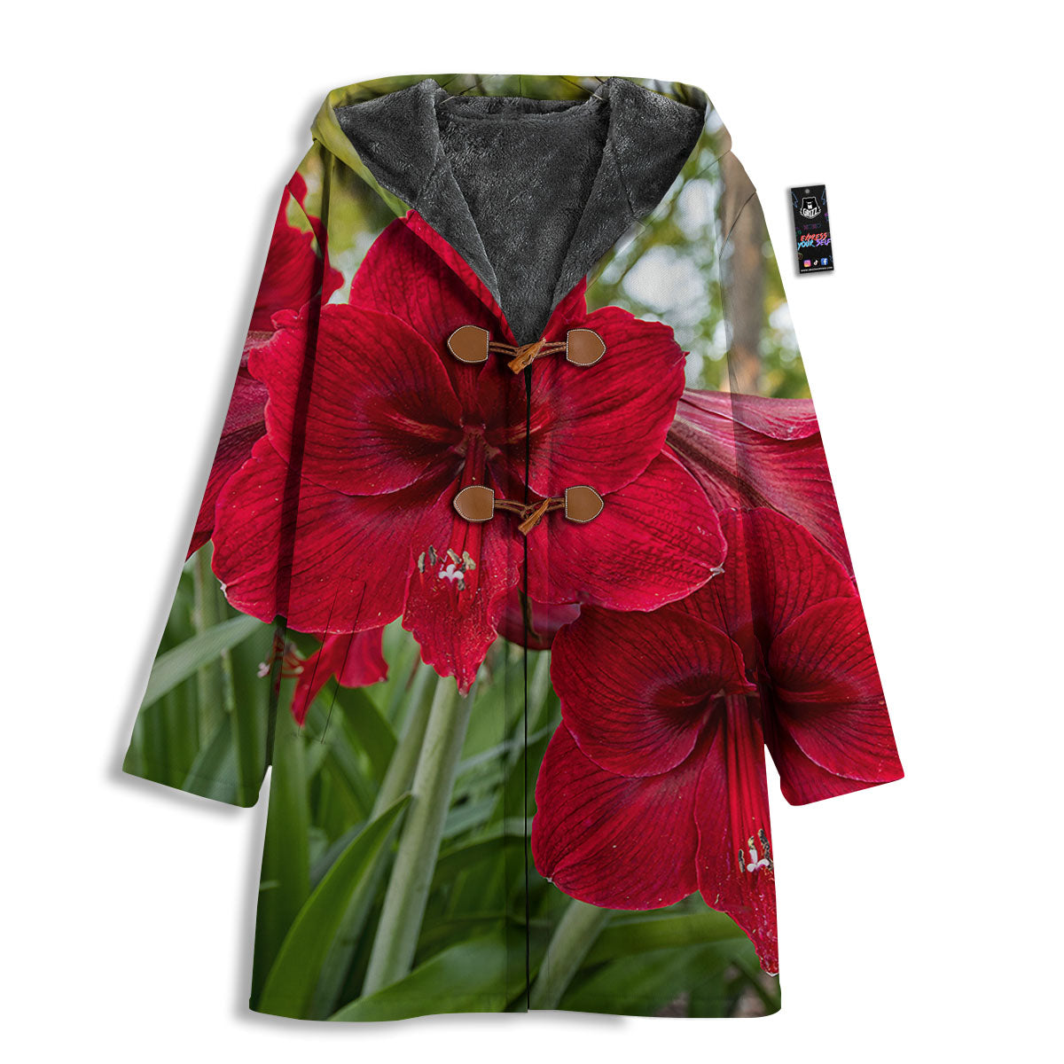 Amaryllis Red Print Men's Windbreaker Jacket-grizzshop