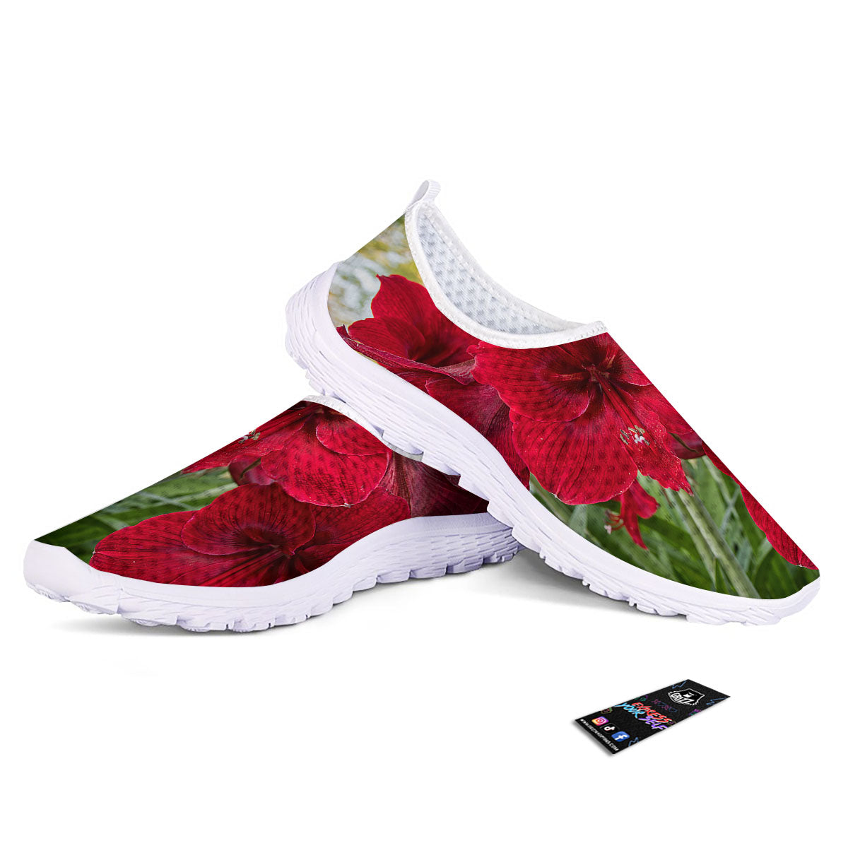 Amaryllis Red Print Nurse Shoes-grizzshop