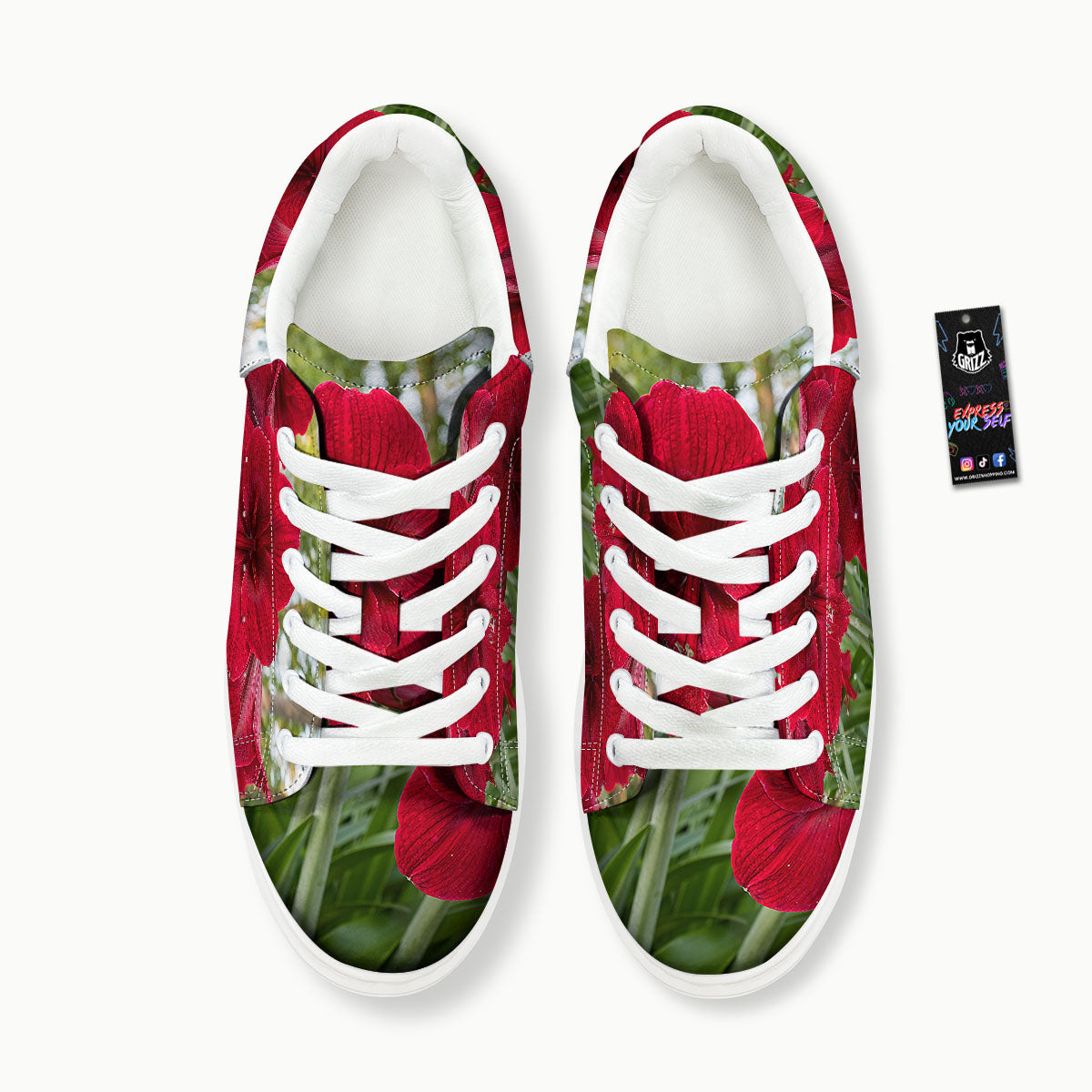 Amaryllis Red Print Platform Shoes-grizzshop