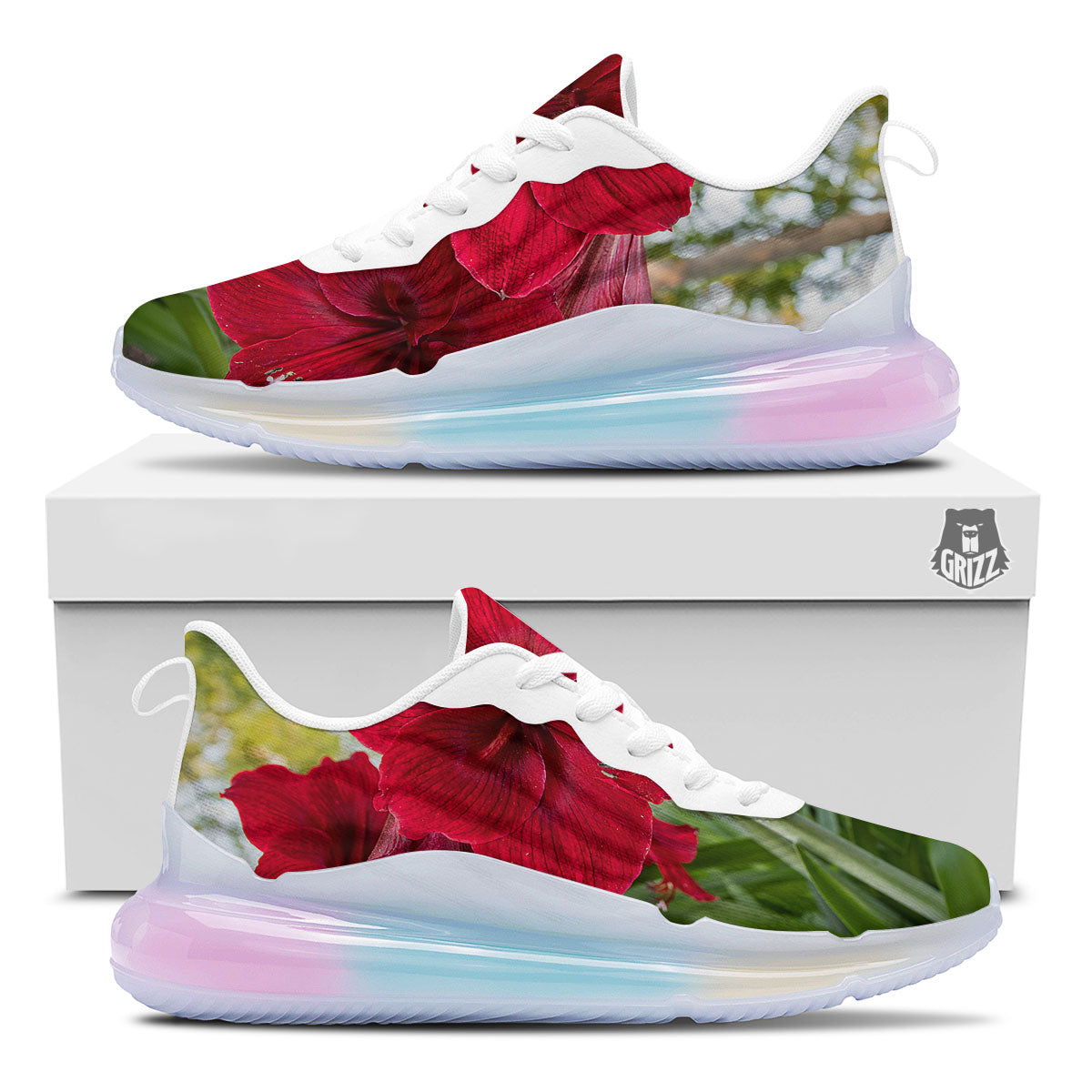 Amaryllis Red Print Running Sneakers-grizzshop