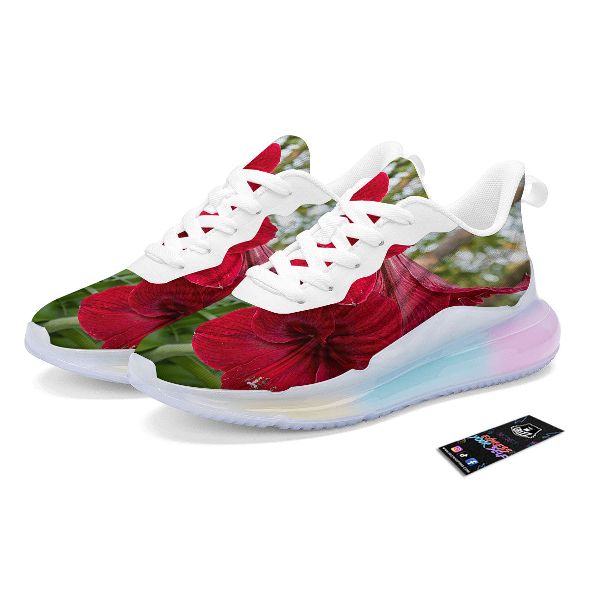 Amaryllis Red Print Running Sneakers-grizzshop