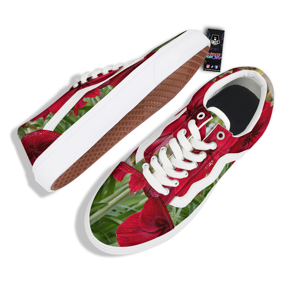 Amaryllis Red Print Skate Shoes-grizzshop