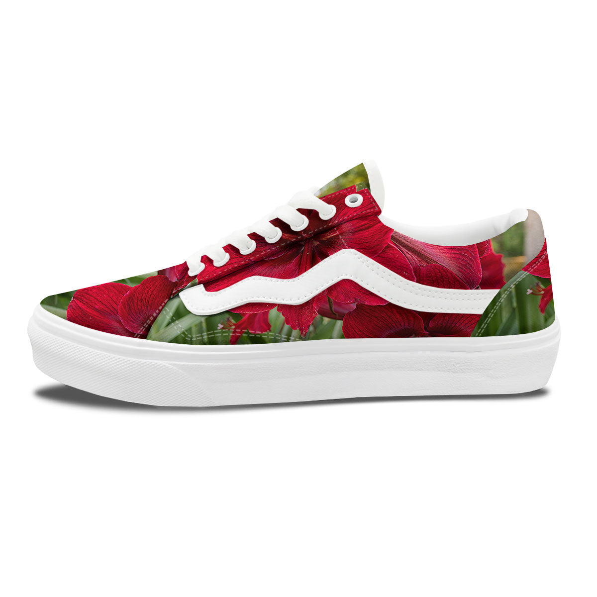 Amaryllis Red Print Skate Shoes-grizzshop