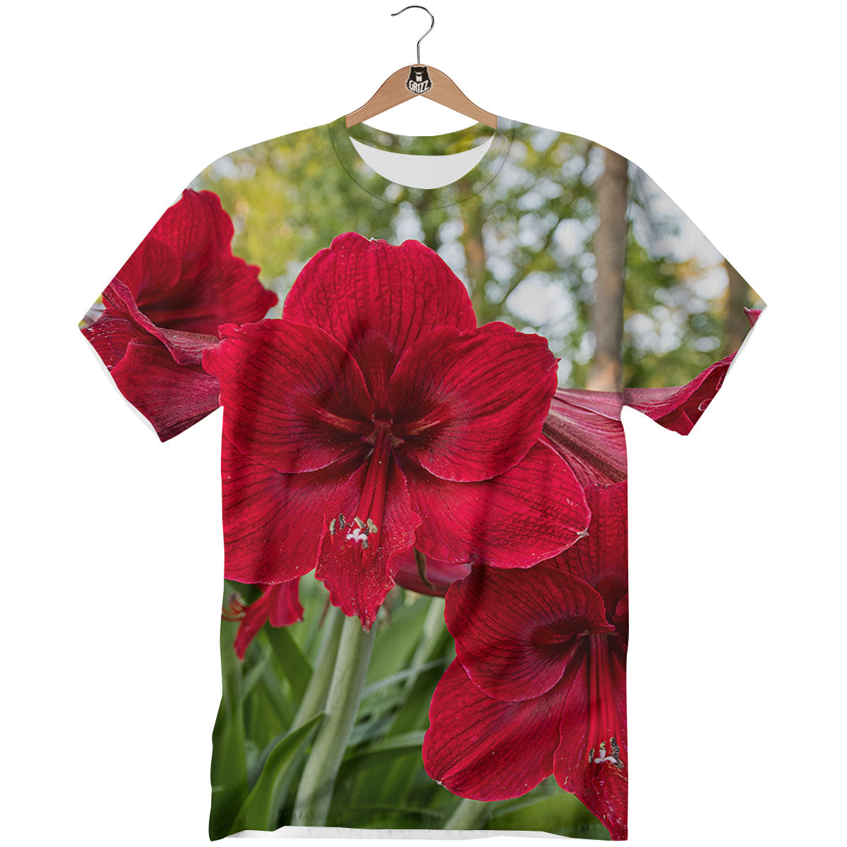 Amaryllis Red Print T-Shirt-grizzshop