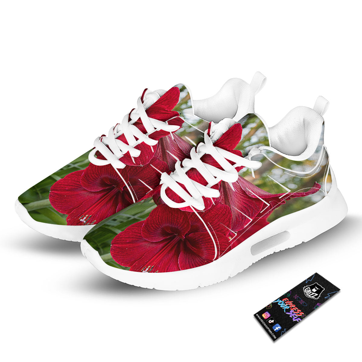Amaryllis Red Print Tennis Shoes-grizzshop