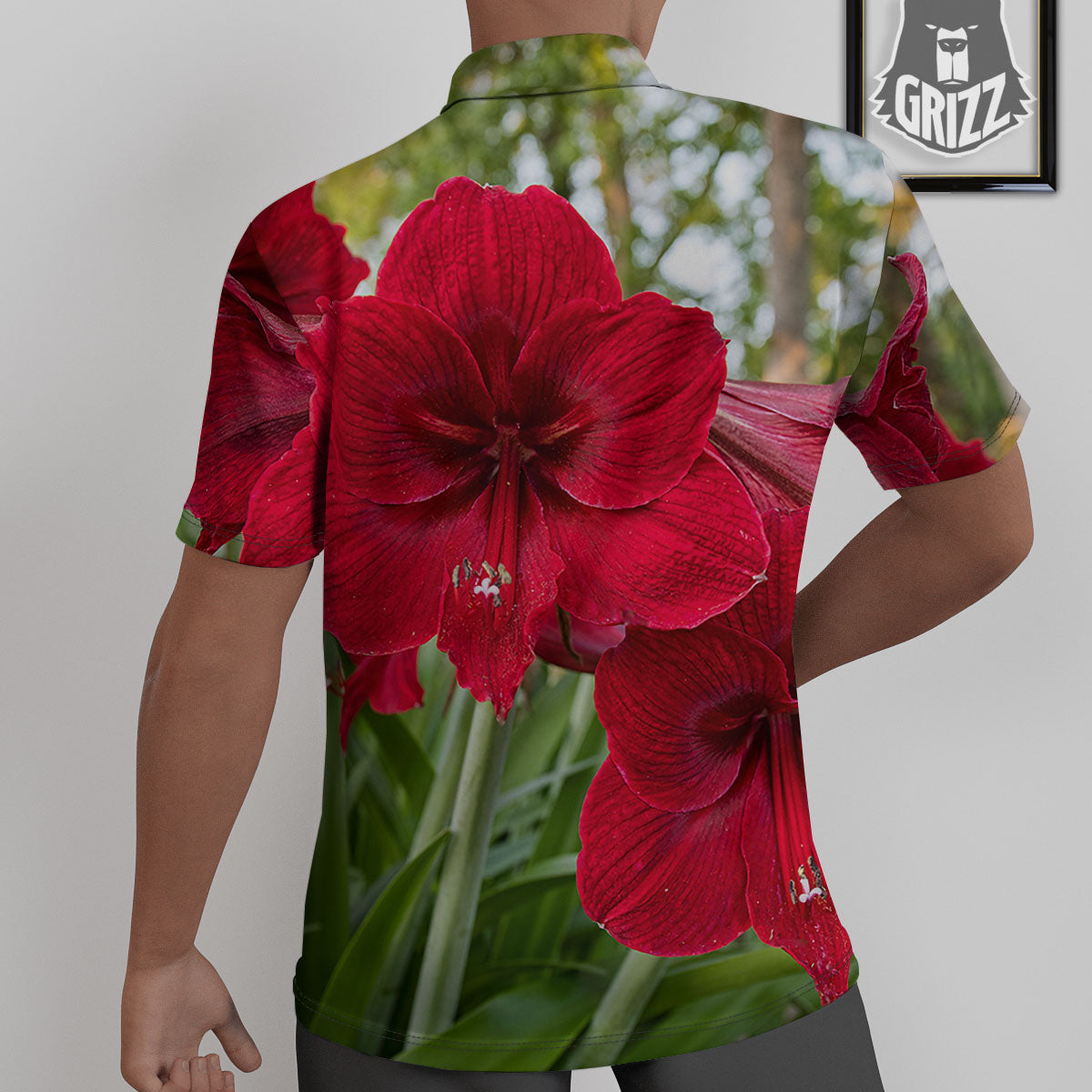 Amaryllis Red Print Untucked Shirts-grizzshop