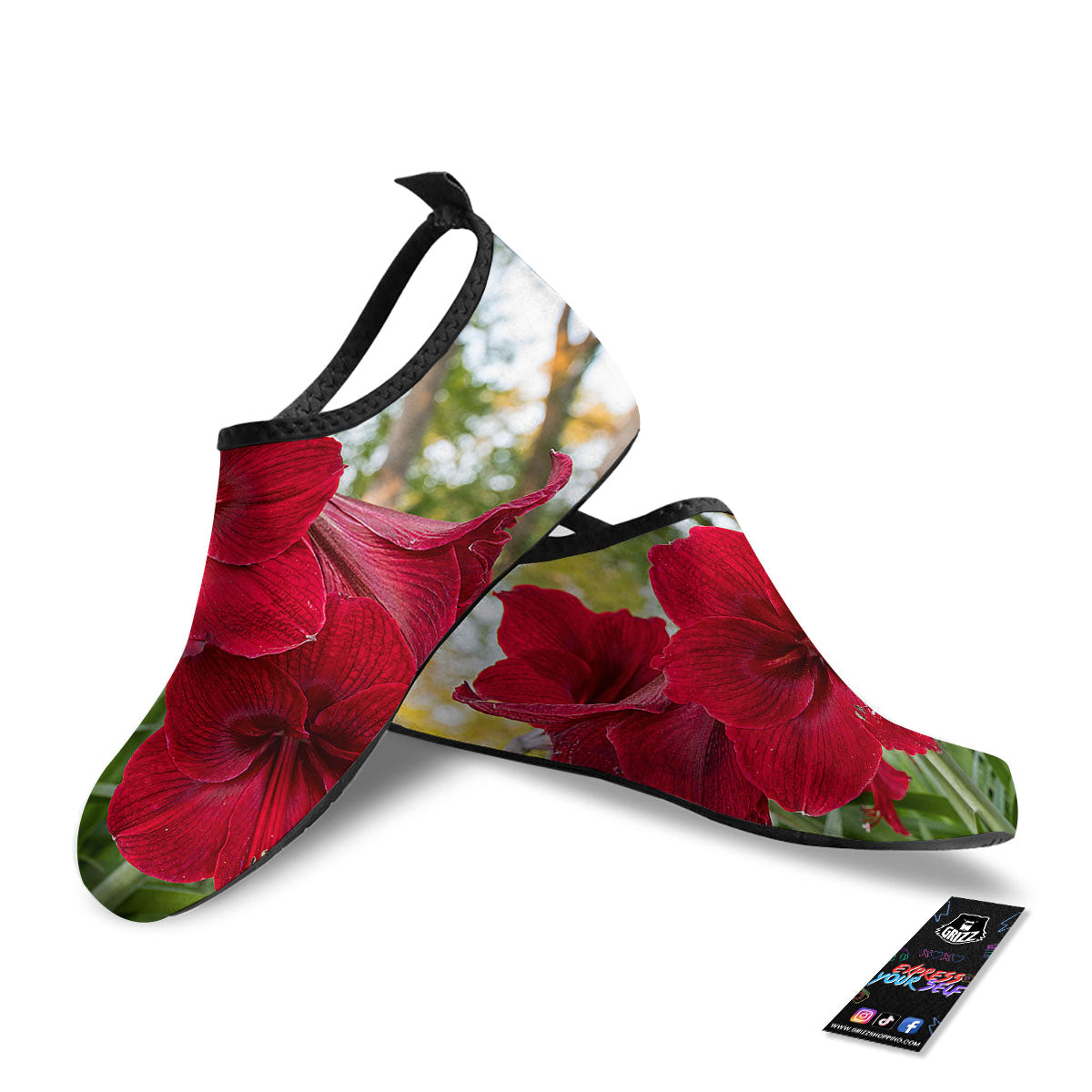 Amaryllis Red Print Water Shoes-grizzshop