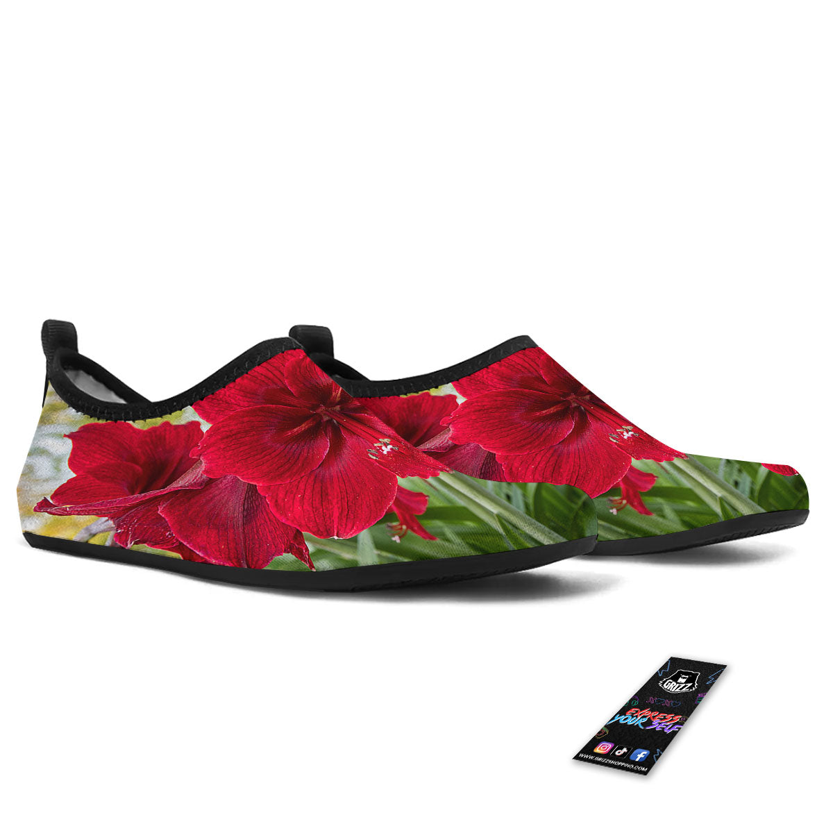 Amaryllis Red Print Water Shoes-grizzshop