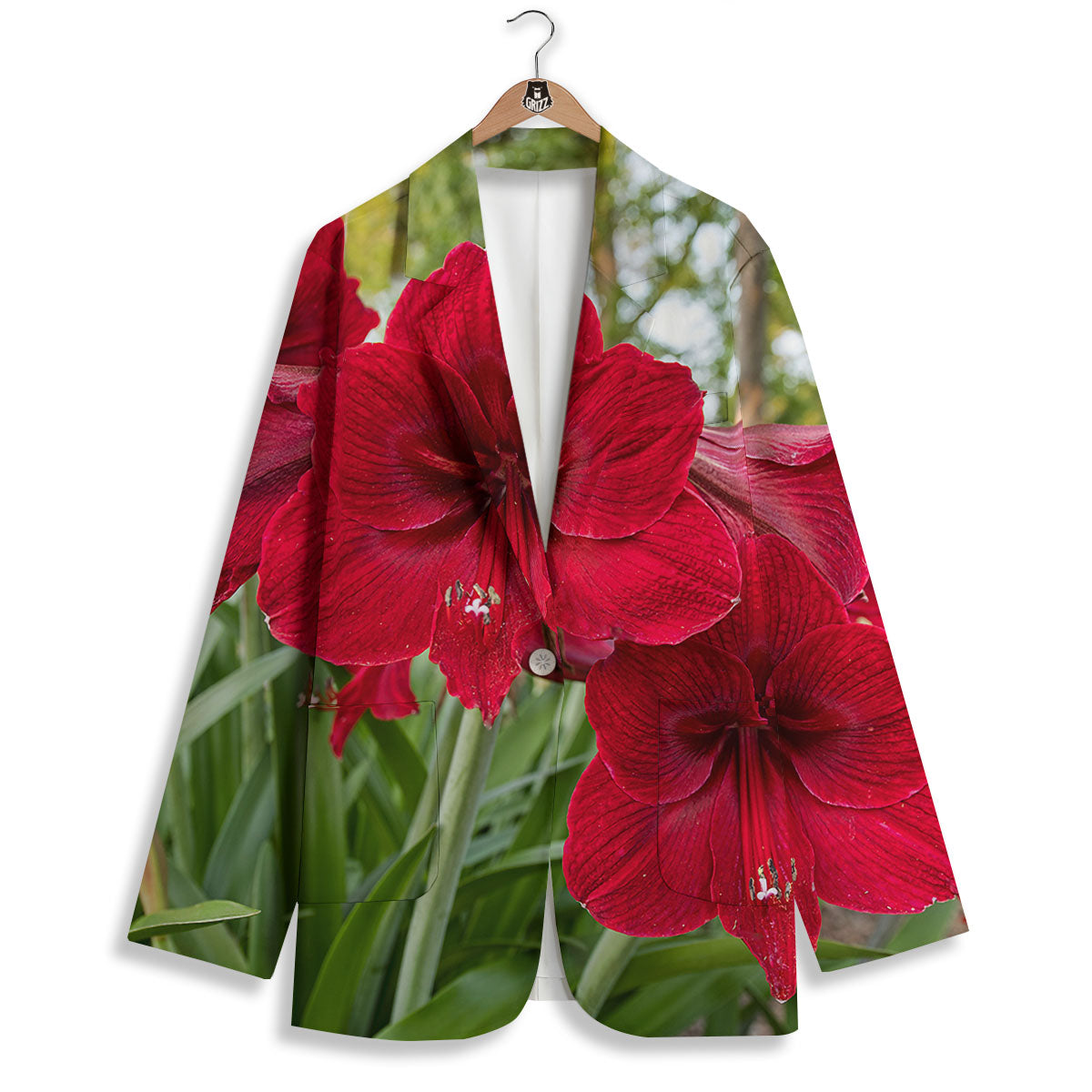 Amaryllis Red Print Women's Blazer-grizzshop