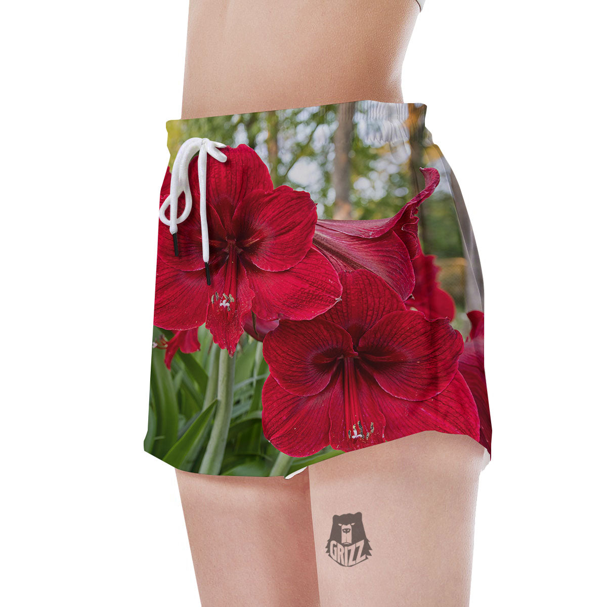 Amaryllis Red Print Women's Shorts-grizzshop