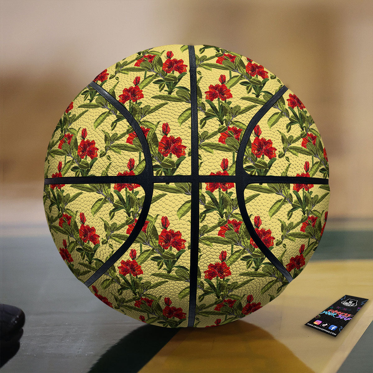 Amaryllis Red Yellow Print Pattern Basketball-grizzshop