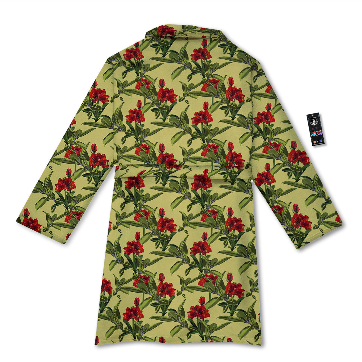 Amaryllis Red Yellow Print Pattern Bathrobe-grizzshop
