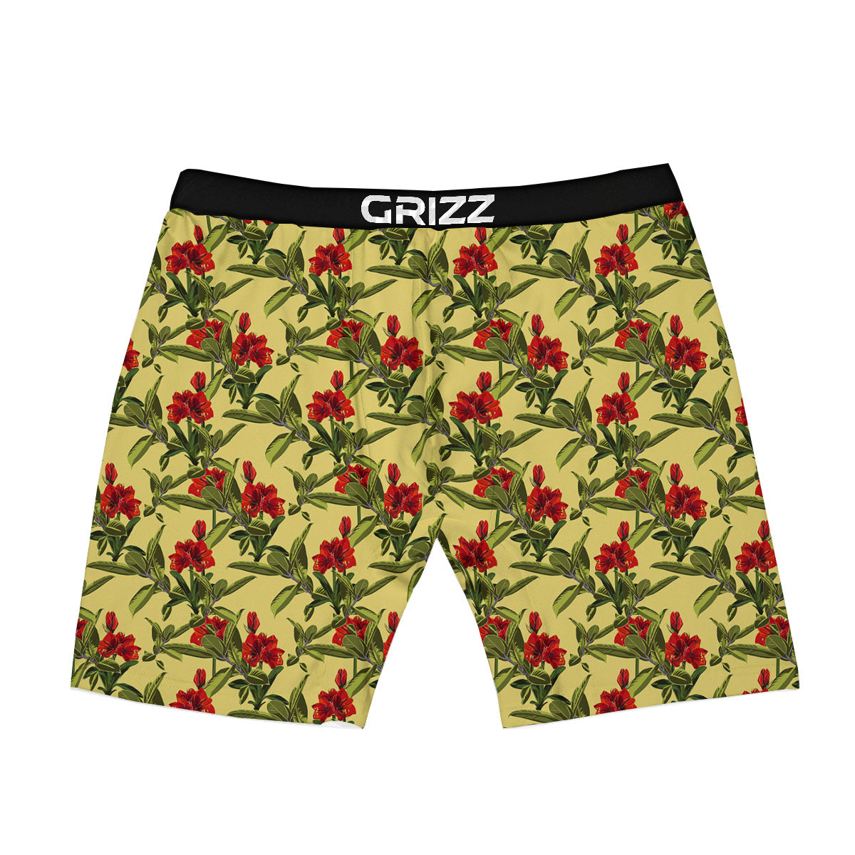 Amaryllis Red Yellow Print Pattern Boxer Briefs-grizzshop
