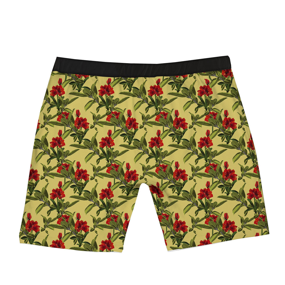 Amaryllis Red Yellow Print Pattern Boxer Briefs-grizzshop
