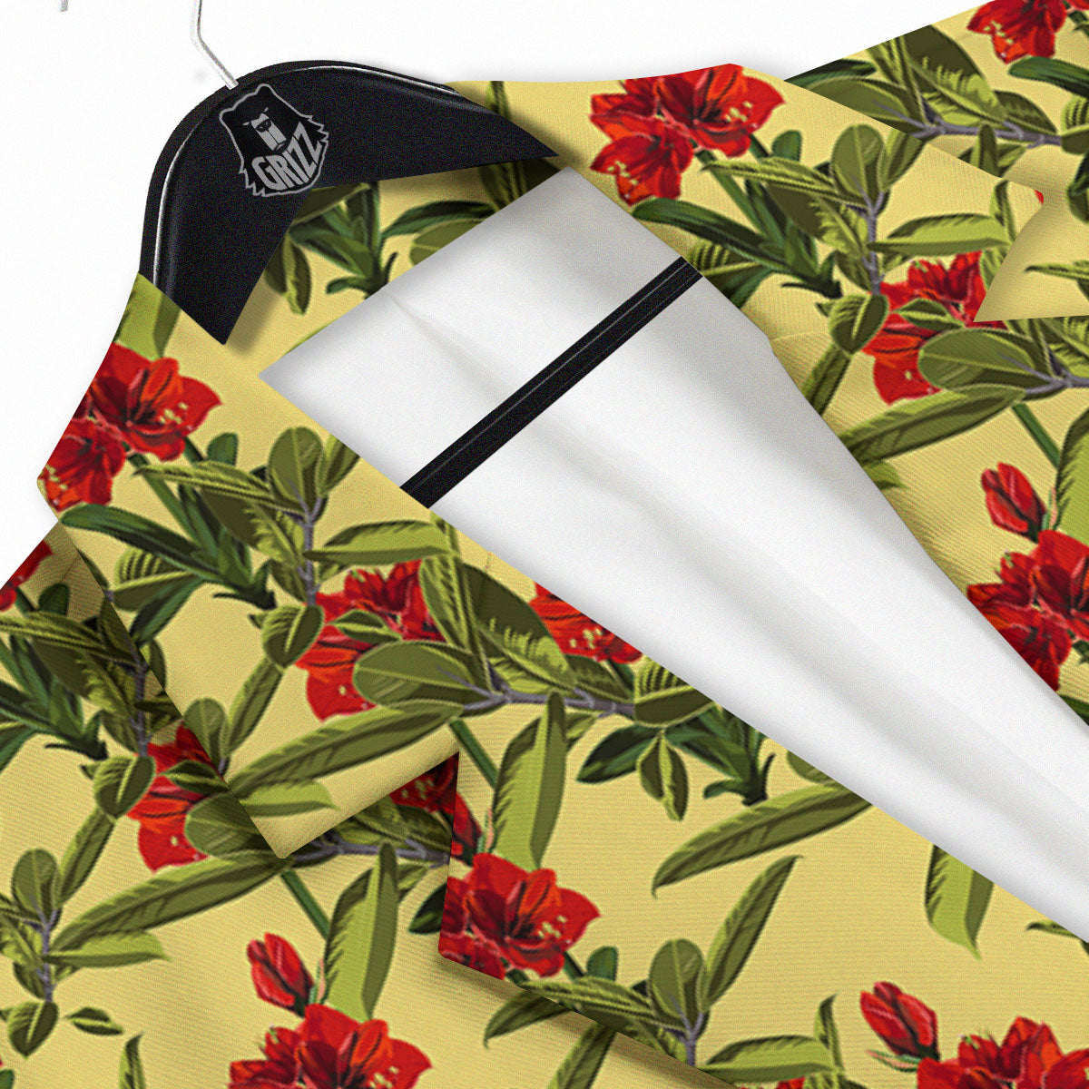 Amaryllis Red Yellow Print Pattern Men's Sport Coat-grizzshop
